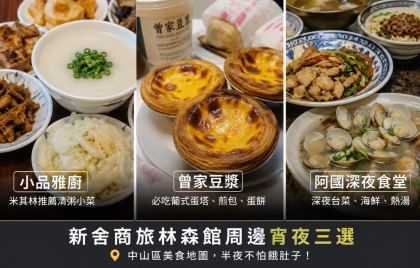 新舍商旅林森館周邊宵夜推薦|清粥小菜、蛋塔、深夜台菜一次收藏
